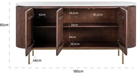 Dressoir Marmerlook - 180x46x85cm.