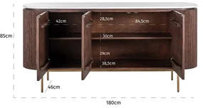 Dressoir Marmerlook - 180x46x85cm.