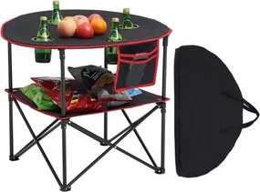 VEVOR Opvouwbare Buffettafel, Draagbare All-Purpose Tafel, 72 x 72 cm, Waterdichte Tafel van 600D Oxford Stof met Draagtas &amp; 4 Bekerhouders, Tuintafel, Campingtafel voor Feesten, Picknicks, Zwart
