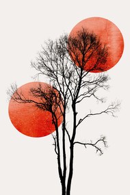 Ilustratie Sun and Moon hiding, Kubistika, (26.7 x 40 cm)
