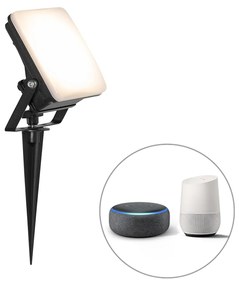 Buitenlamp Smart straler zwart 12,8 cm incl. LED IP65 met grondpin - Ruud Modern IP65 Buitenverlichting vierkant