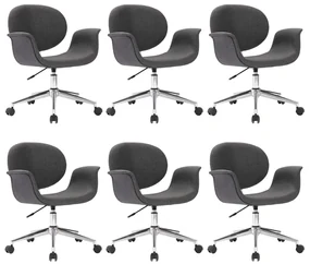 vidaXL Eetkamerstoelen draaibaar 6 st stof grijs