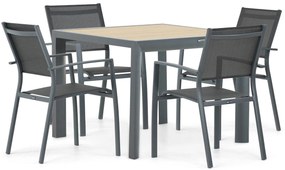 Tuinset 4 personen 100 cm Aluminium/textileen Grijs Lifestyle Garden Furniture Sella/Borello