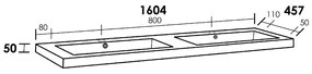 Sanituba Foggia wastafel mineraalmarmer met twee kraangaten 160cm mat