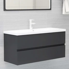 vidaXL Wastafelkast 100x38,5x45 cm spaanplaat grijs