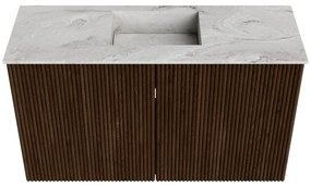 Mondiaz Joya DLux 70cm toiletmeubel walnut met wastafel faye midden zonder kraangat glace