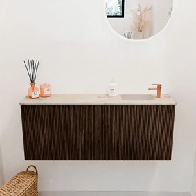 Mondiaz Joya DLux 100cm toiletmeubel walnut met wastafel faye rechts 1 kraangat frappe