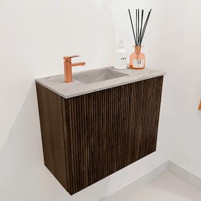 Mondiaz Joya DLux 50cm toiletmeubel walnut met wastafel faye links 1 kraangat glace