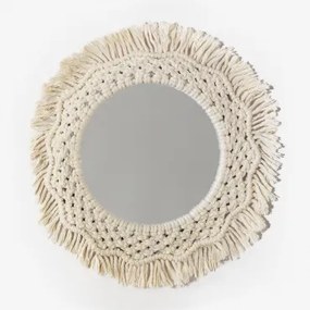 Ronde Wandspiegel In Macramé (ø35 Cm) Notel Beige – Crème - Sklum