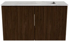 Mondiaz Joya DLux 70cm toiletmeubel walnut met wastafel faye rechts zonder kraangat glace
