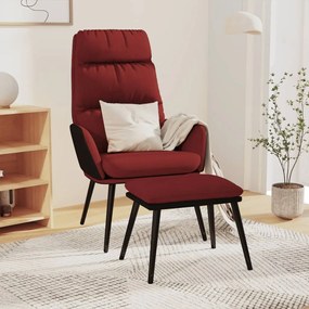 vidaXL Relaxstoel met voetenbank stof en kunstleer wijnrood