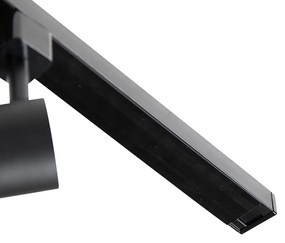 1-fase railsysteem zwart met 4 spots en I voeding vierkant - Jeana