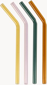 Drinkrietjes Funky van borosilicaatglas, 4-delig