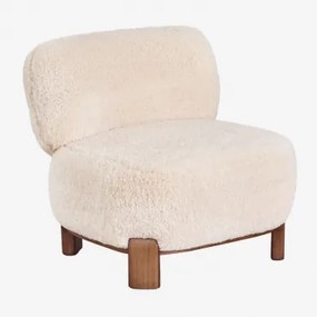 Set Van 2 Beklede Houten Fauteuils Eldred Crème Beige Synthetisch Haar - Sklum