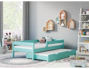Peuter Turkoois Eenpersoonsbed met onderschuifbed - Mateo For Kids Children Toddler Junior 5056231761055 Children's Beds Home, 140x70, Schuimmatras va