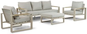 Stoel en Bank Loungeset 5 personen Aluminium/Polywood (teakfinish) Taupe Lifestyle Garden Furniture Lezo