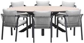 Garden Impressions Tarera tuinset 7-delig taupe - Tulli tuintafel 220x115xH75 cm - light teak vironwood