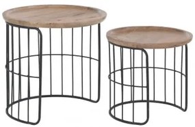 Bijzettafels Van Gerecycled Hout Ound Style Zwart - Sklum