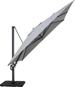 Garden Impressions Hawaii Big Pole zweefparasol 350x350 cm - donker grijs frame - licht grijs doek