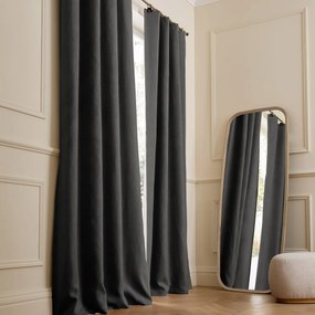 Verduisteringsgordijn van gewassen linnen, leren lussen, Private