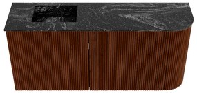 Mondiaz Joya DLux 90cm toiletmeubel ronding rechts ruby met wastafel faye links 1 kraangat lava