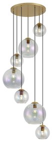Art Deco hanglamp goud met regenboog glas 7-lichts - Sandra