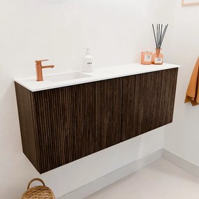 Mondiaz Joya 100cm toiletmeubel walnut met wastafel faye links 1 kraangat talc