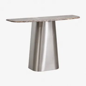Moreila Halfronde Console 120x40 Cm In Natuursteen En Roestvrij Staal Bruin Marmer - Sklum