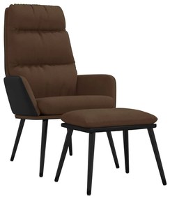 vidaXL Relaxstoel met voetenbank stof en kunstleer bruin