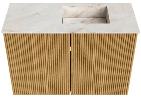 Mondiaz Joya DLux 60cm toiletmeubel oak met wastafel faye rechts zonder kraangat frappe