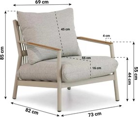 Tuinstoel Aluminium/teak Grijs-antraciet Coco Sevilla