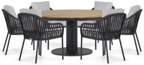 Tuinset Ronde Tuintafel 6 personen 160 cm Aluminium/rope Grijs Coco Puerto/Salerno