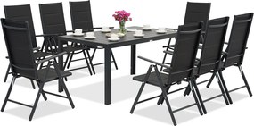 Aluminium tuinmeubelen polywood Verona voor 8 personen Garden Point zwart