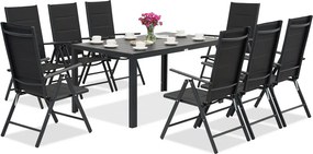 Aluminium tuinmeubelen polywood Verona voor 8 personen Garden Point zwart