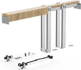 VEVOR schuifdeurkozijnset 812,8 mm met stalen bouten, voor voordeuren, tweeweg softclose mechanisme, soepel glijdend, ruimtebesparend, verborgen montage, verstelbare breedte