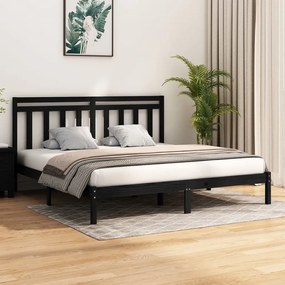 vidaXL Bedframe massief hout zwart 200x200 cm