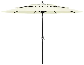 vidaXL Parasol 3-laags met aluminium paal 3 m zandkleurig
