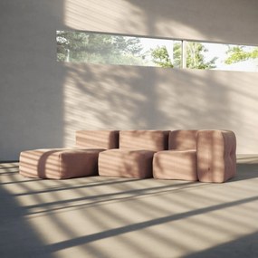 Soft Zitzak Indoor 3 Seater + Lounger - Corduroy Rose