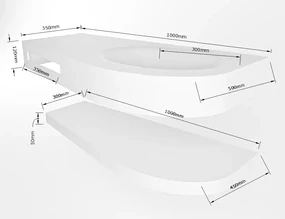 Mondiaz Riva 100cm wastafel met planchet Cale en wastafel rechts 0 kraangaten Cale