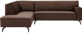 Goossens Basic Hoekbank Edolo bruin, stof, urban industrieel met ligelement links