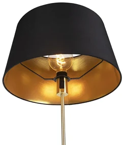 Stoffen Vloerlamp goud/messing met zwarte kap 45 cm verstelbaar - Parte Klassiek / Antiek E27 cilinder / rond rond Binnenverlichting Lamp