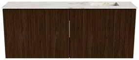 Mondiaz Joya DLux 100cm toiletmeubel walnut met wastafel faye rechts 1 kraangat frappe