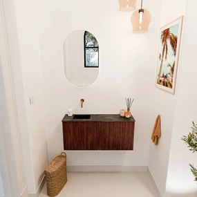 Mondiaz Joya DLux 90cm toiletmeubel ruby met wastafel faye links zonder kraangat lava