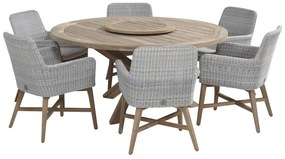 4 Seasons Outdoor Lisboa diningset met Louvre tafel Ø 160 cm  Tuinset    houtkleur weerbestendig