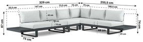 Hoek loungeset 6 personen Aluminium Grijs  Lifestyle Garden Furniture Lorenzo