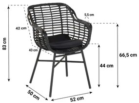 Tuinstoel Wicker Zwart Hartman Cecilia  Puma Black