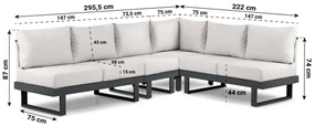 Hoek loungeset 6 personen Aluminium Grijs  Lifestyle Garden Furniture Lorenzo