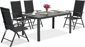 Aluminium tuinmeubelen polywood Verona voor 4 personen zwart