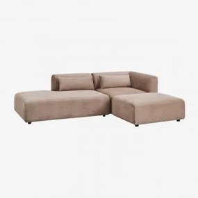 Modulaire Hoekbank Van 2 Delen Met Linker Divan En Poef Fogler Corduroy Kameelbruin - Sklum