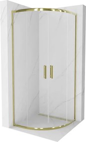Mexen Rio halfronde douchecabine 80 x 80 cm, transparant, goud - 863-080-080-50-00